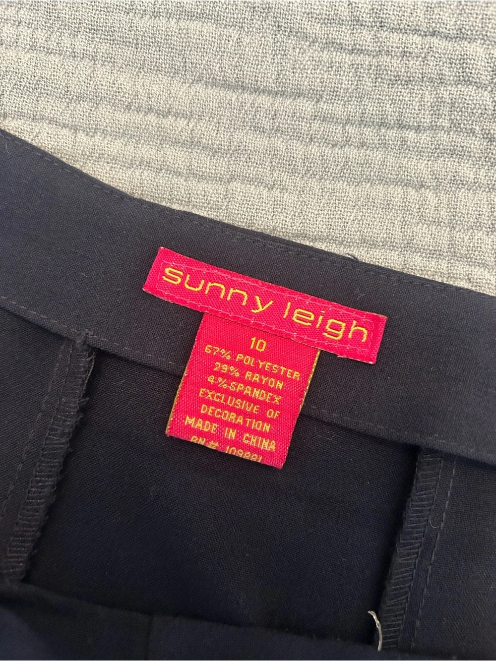 Sunny Leigh Navy Circle a-line Skirt with Cream and Red Embroidery, size 10